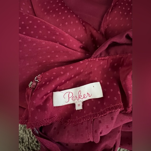 Parker Boudoir Culotte Jumpsuit Ruffles Wide Leg Dots Cranberry Red Size Medium - Picture 8 of 9